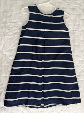 Girl’s Navy And White Stripe Party Dress with Bow